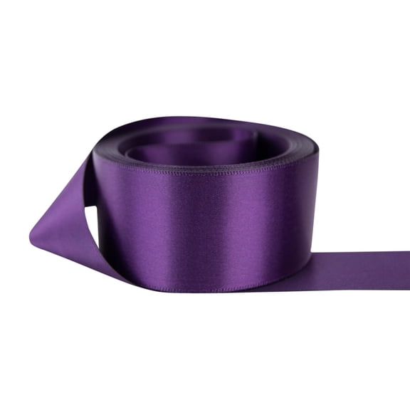 Ribbon Bazaar Double Faced Satin 3 inch Plum 25 yards 100% Polyester Ribbon