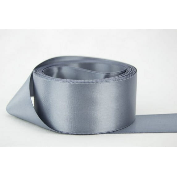 Ribbon Bazaar Double Faced Satin 4 inch Gray 25 yards 100% Polyester Ribbon