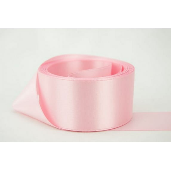 Ribbon Bazaar Double Faced Satin 4 inch Light Pink 25 yards 100% Polyester Ribbon