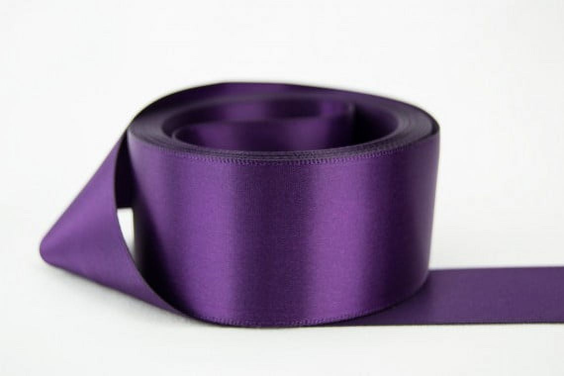 Ribbon Bazaar Double Faced Satin 4 inch Plum 25 yards 100% Polyester Ribbon