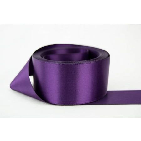 Ribbon Bazaar Double Faced Satin 4 inch Plum 25 yards 100% Polyester Ribbon