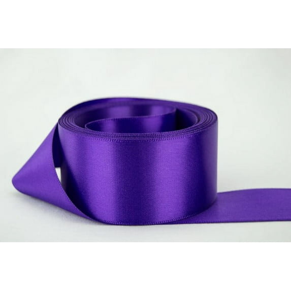 Ribbon Bazaar Double Faced Satin 4 inch Regal Purple 25 yards 100% Polyester Ribbon