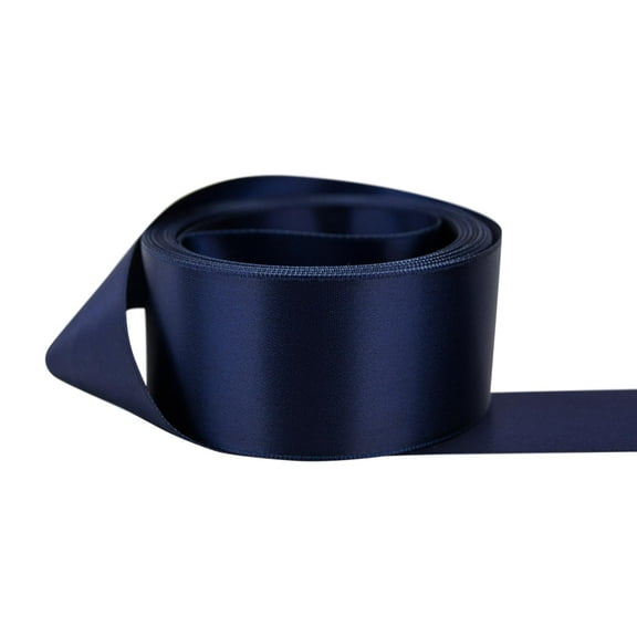 Ribbon Bazaar Double Faced Satin 5/8 inch Navy 50 yards 100% Polyester Ribbon