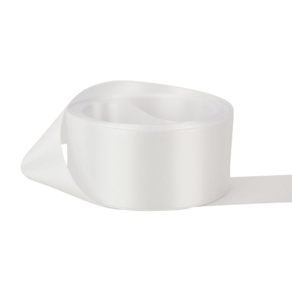 Ribbon Bazaar Double Faced Satin 5/8 inch White 50 yards 100% Polyester Ribbon
