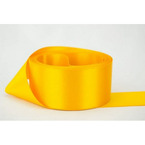 Ribbon Bazaar Double Faced Satin 5/8 inch Yellow Gold 50 yards 100% Polyester Ribbon