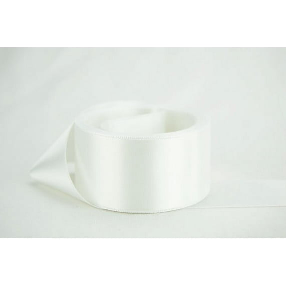 Ribbon Bazaar Double Faced Satin 7/8 inch Diamond White 50 yards 100% Polyester Ribbon