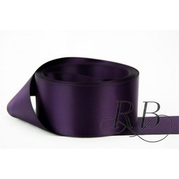Ribbon Bazaar Double Faced Satin 7/8 inch Eggplant 50 yards 100% Polyester Ribbon
