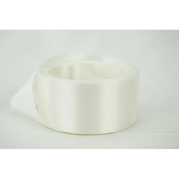 Ribbon Bazaar Double Faced Satin 7/8 inch Off White 50 yards 100% Polyester Ribbon