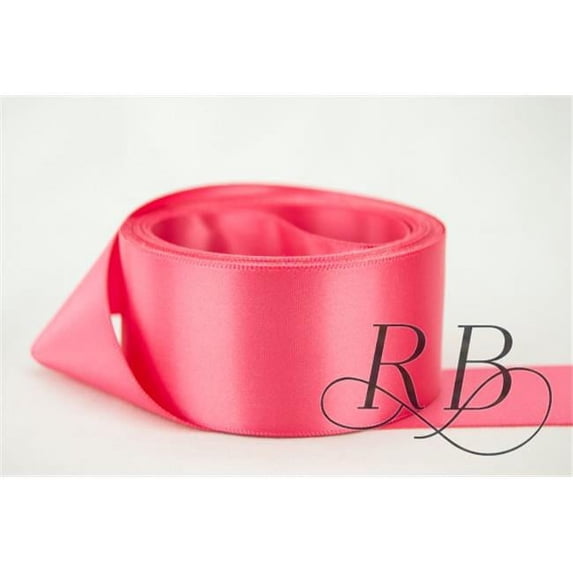 Ribbon Bazaar Double Faced Satin 7/8 inch Pink Coral 50 yards 100% Polyester Ribbon