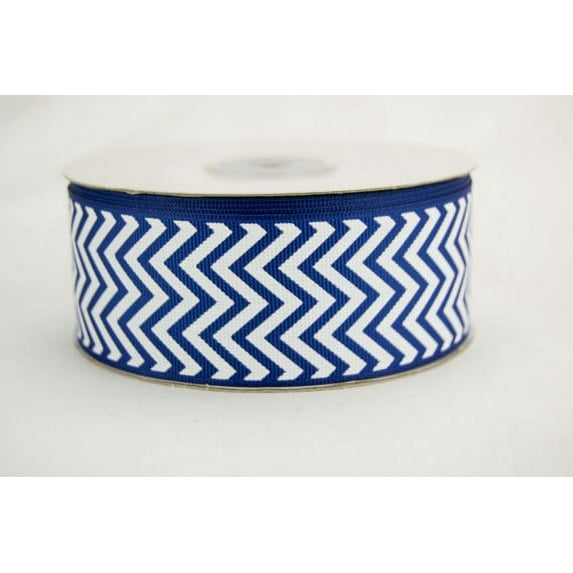 Ribbon Bazaar Grosgrain Chevron 1-1/2 inch Century Blue 25 yards Ribbon