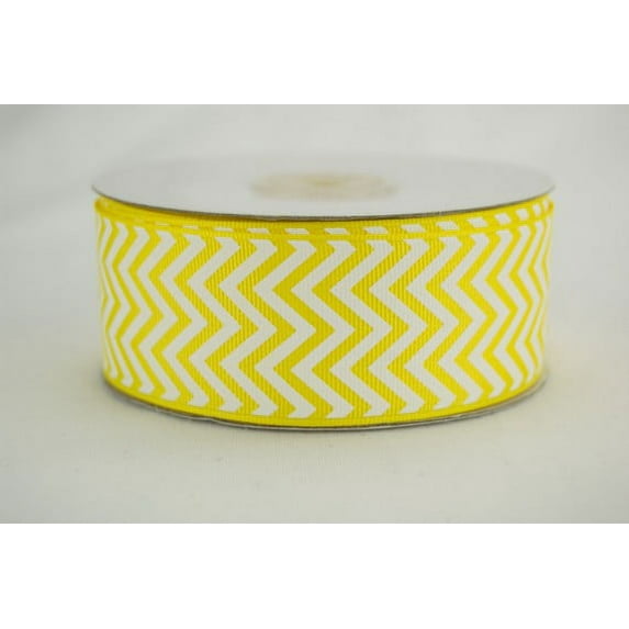 Ribbon Bazaar Grosgrain Chevron 1-1/2 inch Daffodil 25 yards Ribbon