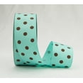 thumbnail image 1 of Ribbon Bazaar Grosgrain Dippy Dots 3/8 inch Aqua / Brown 25 yards Ribbon, 1 of 1