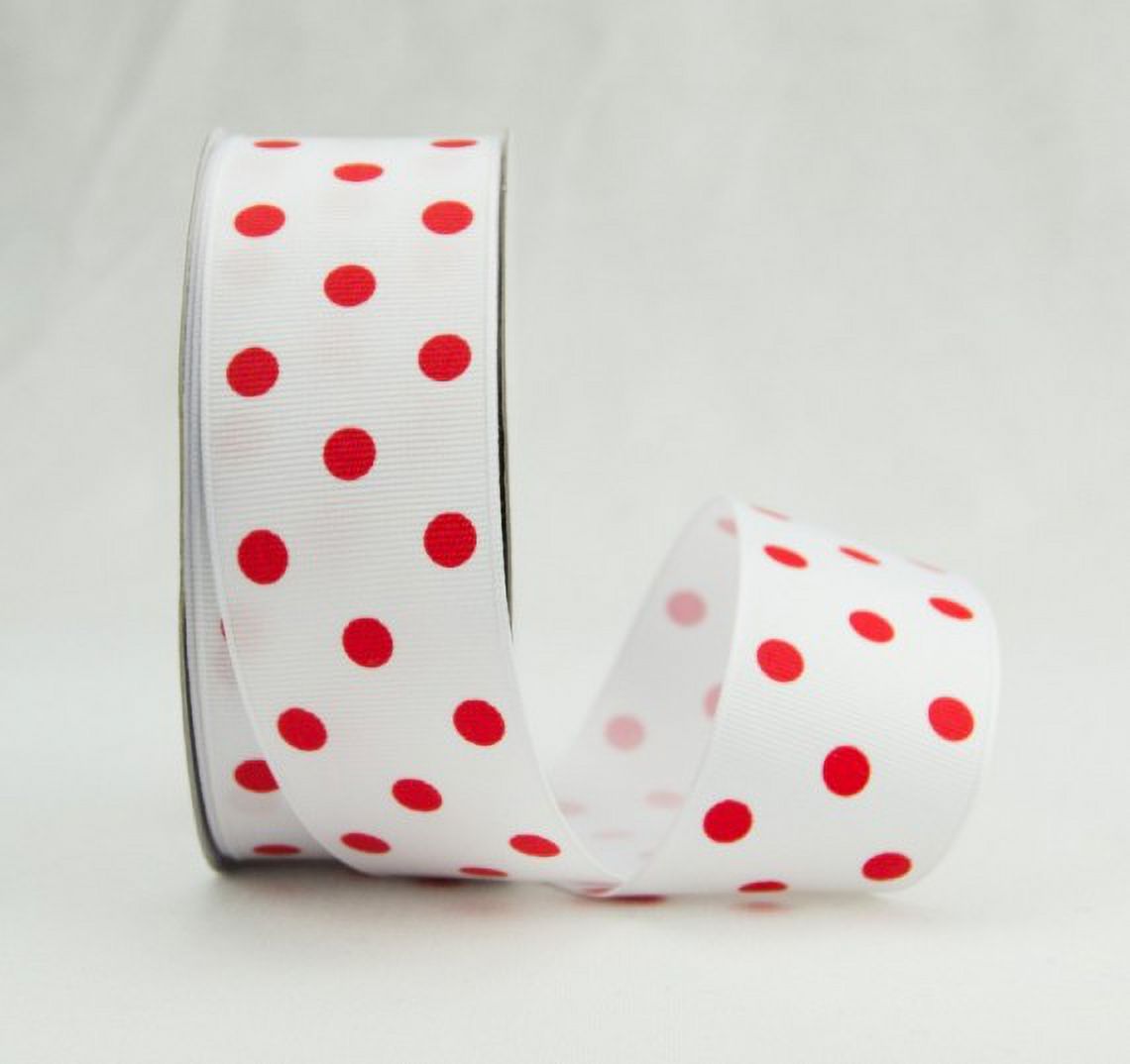 Ribbon Bazaar Grosgrain Polka Dots - Red 7/8\" 25yd