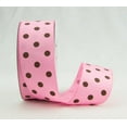 thumbnail image 1 of Ribbon Bazaar Grosgrain Dippy Dots 7/8 inch Pink / Brown 25 yards Ribbon, 1 of 1