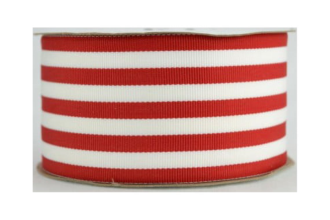 Ribbon Bazaar Grosgrain Mono Five Stripes 2-1/4 inch Red 20 yards 100% Polyester Ribbon