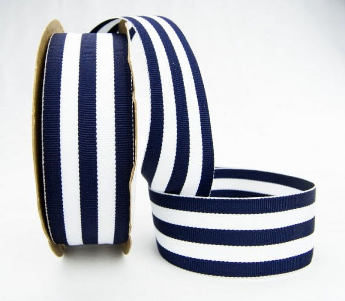Ribbon Bazaar Grosgrain Mono Stripes 1-1/2 inch Navy 50 yards 100% Polyester Ribbon