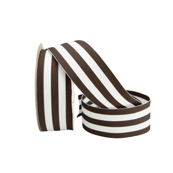 Ribbon Bazaar Grosgrain Mono Stripes 3/8 inch Brown 20 yards 100% Polyester Ribbon