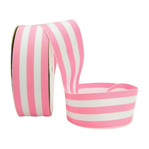 Ribbon Bazaar Grosgrain Mono Stripes 5/8 inch Pink 20 yards 100% Polyester Ribbon