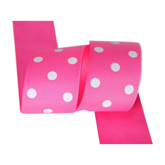 Ribbon Bazaar Grosgrain Polka Dots 1-1/2 inch Hot Pink 25 yards 100% Polyester Ribbon