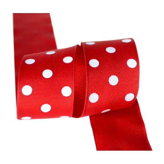 Ribbon Bazaar Grosgrain Polka Dots 1-1/2 inch Red 25 yards 100% Polyester Ribbon