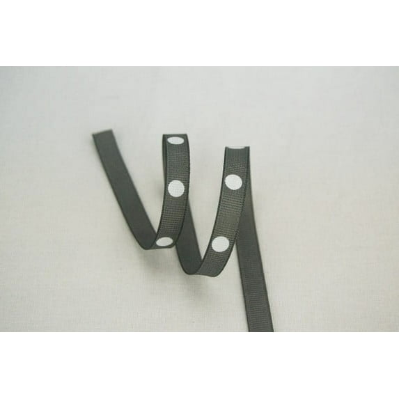 Ribbon Bazaar Grosgrain Polka Dots 3/8 inch Metal Gray 25 yards 100% Polyester Ribbon