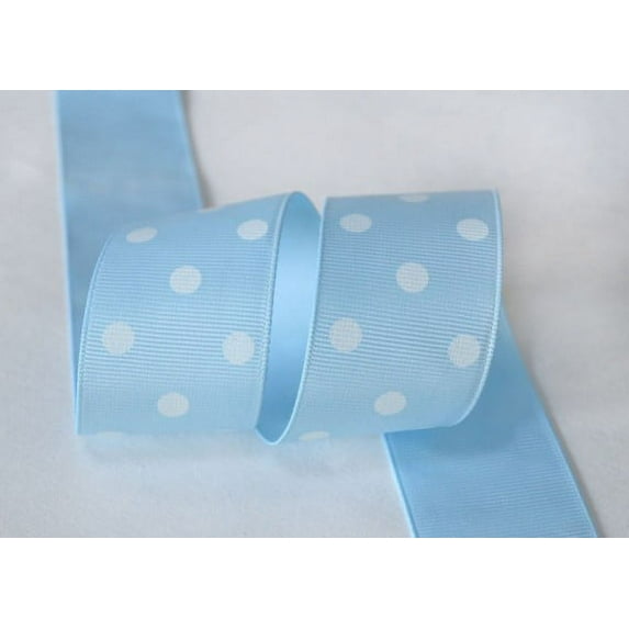 Ribbon Bazaar Grosgrain Polka Dots 7/8 inch Light Blue 25 yards 100% Polyester Ribbon