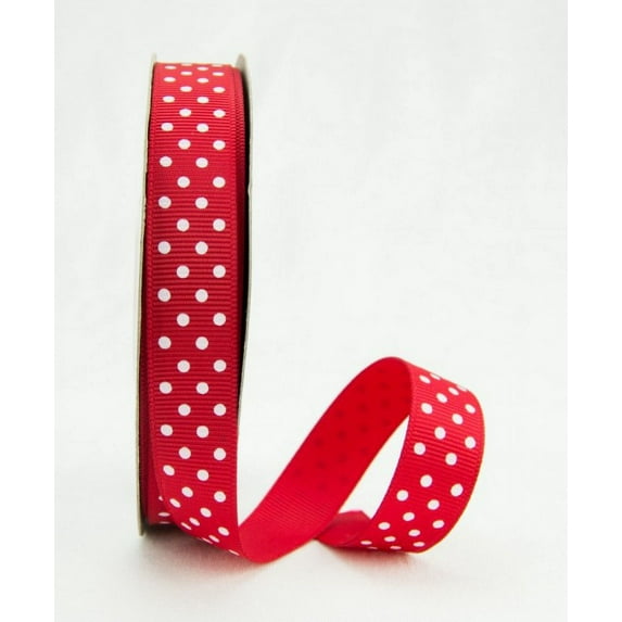 Ribbon Bazaar Grosgrain Swiss Dots 3/8 inch Red 25 yards Ribbon