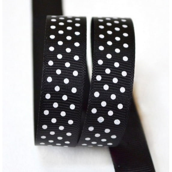 Ribbon Bazaar Grosgrain Swiss Dots 5/8 inch Black 25 yards Ribbon