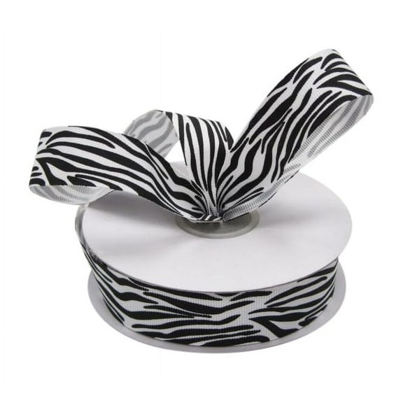 Ribbon Bazaar Grosgrain Zebra Print 2-1/4 inch White 25 yards Ribbon