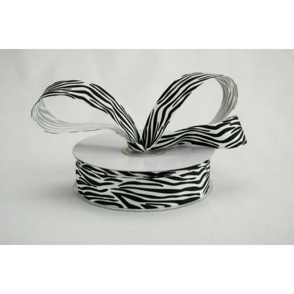 Ribbon Bazaar Grosgrain Zebra Print 7/8 inch White 25 yards Ribbon