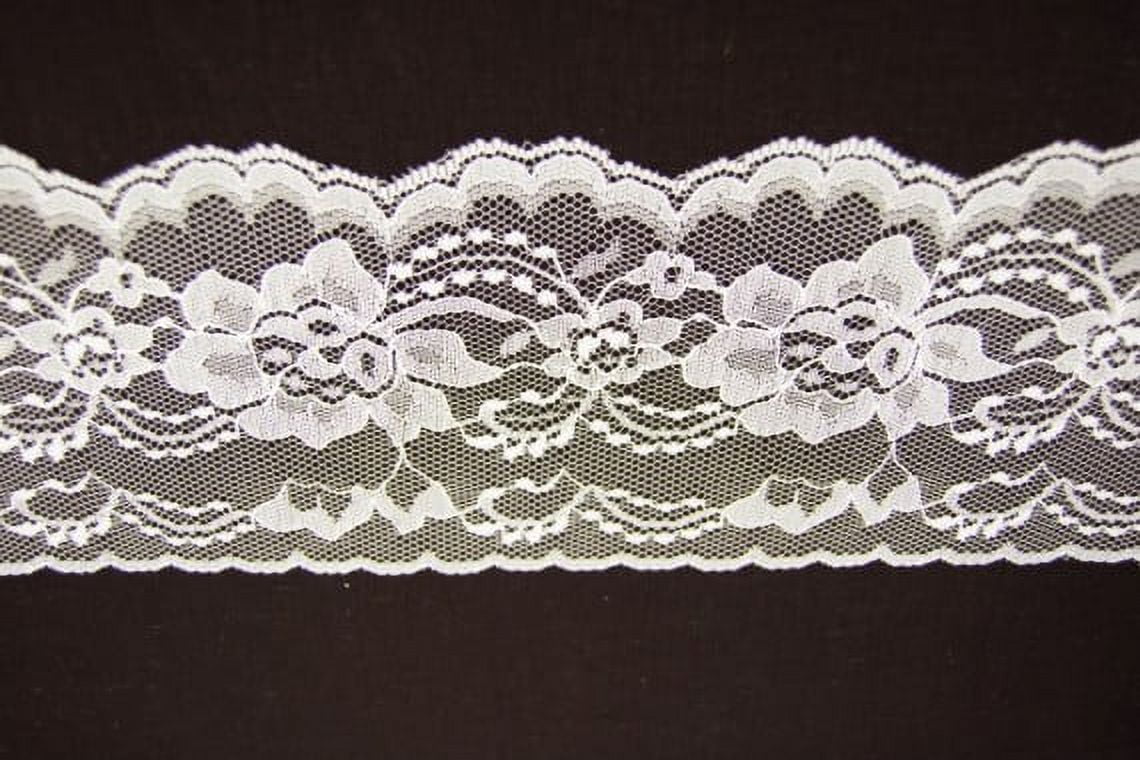 Ribbon Bazaar Lace 444 Flat 4" Ivory 25 yards 100% Polyester