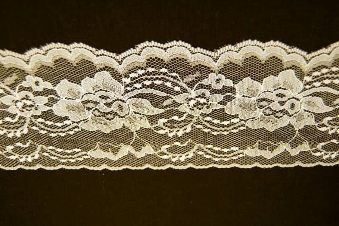 Ribbon Bazaar Lace 444 Flat 4" Natural 25 yards 100% Polyester