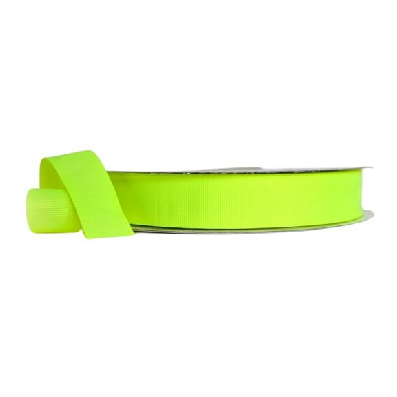 Ribbon Bazaar Neon Grosgrain 3/8 inch Yellow 50 yards 100% Polyester Ribbon