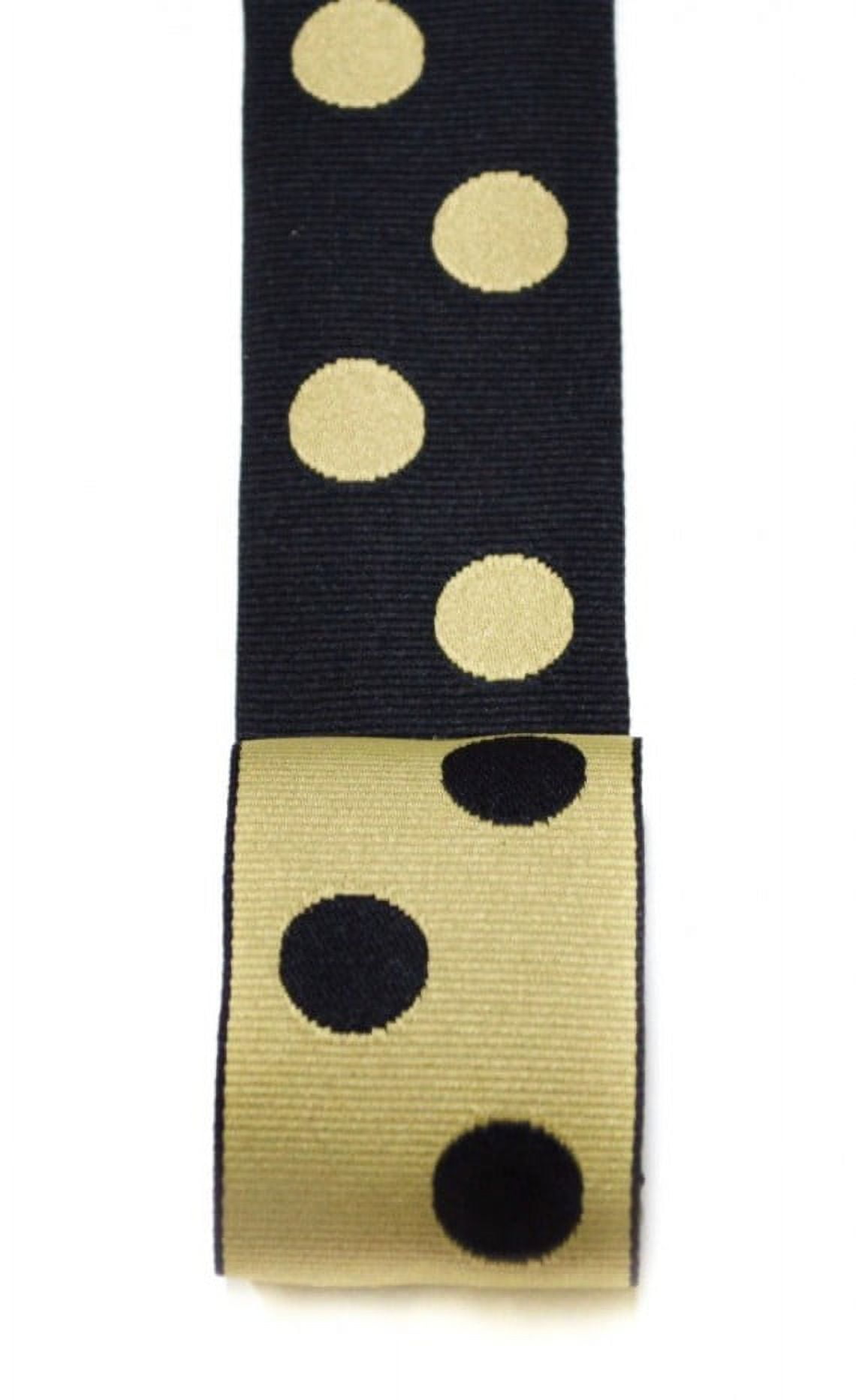 Ribbon Bazaar Reversible Grosgrain Polka Dots 1-1/2 inch Black Taupe 20 yards Ribbon