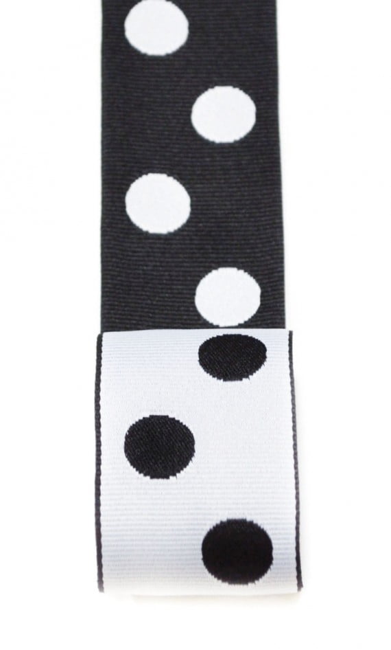 Ribbon Bazaar Reversible Grosgrain Polka Dots 1-1/2 inch Black White 100 yards Ribbon