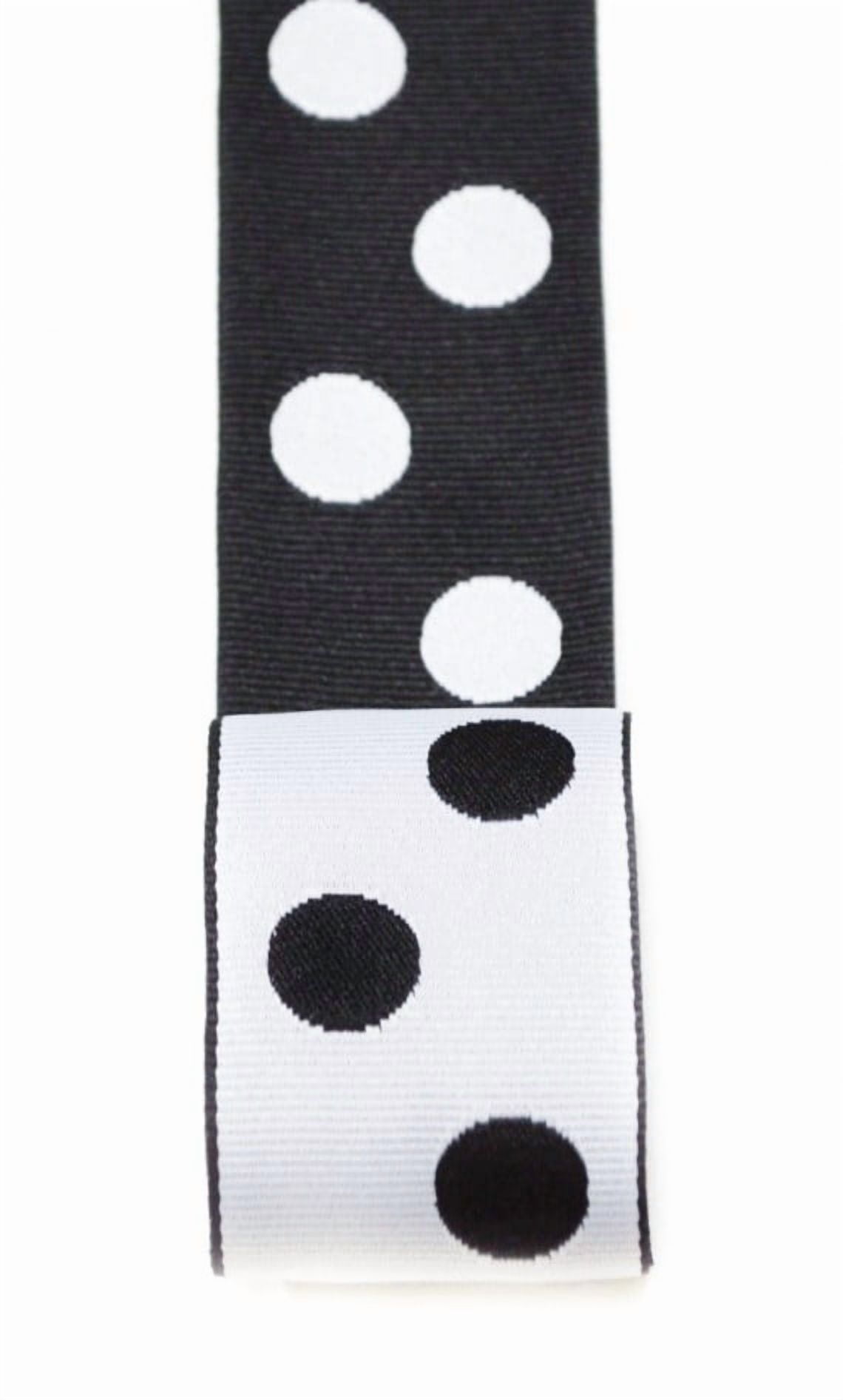 Ribbon Bazaar Reversible Grosgrain Polka Dots 1-1/2 inch Black White 20 yards Ribbon