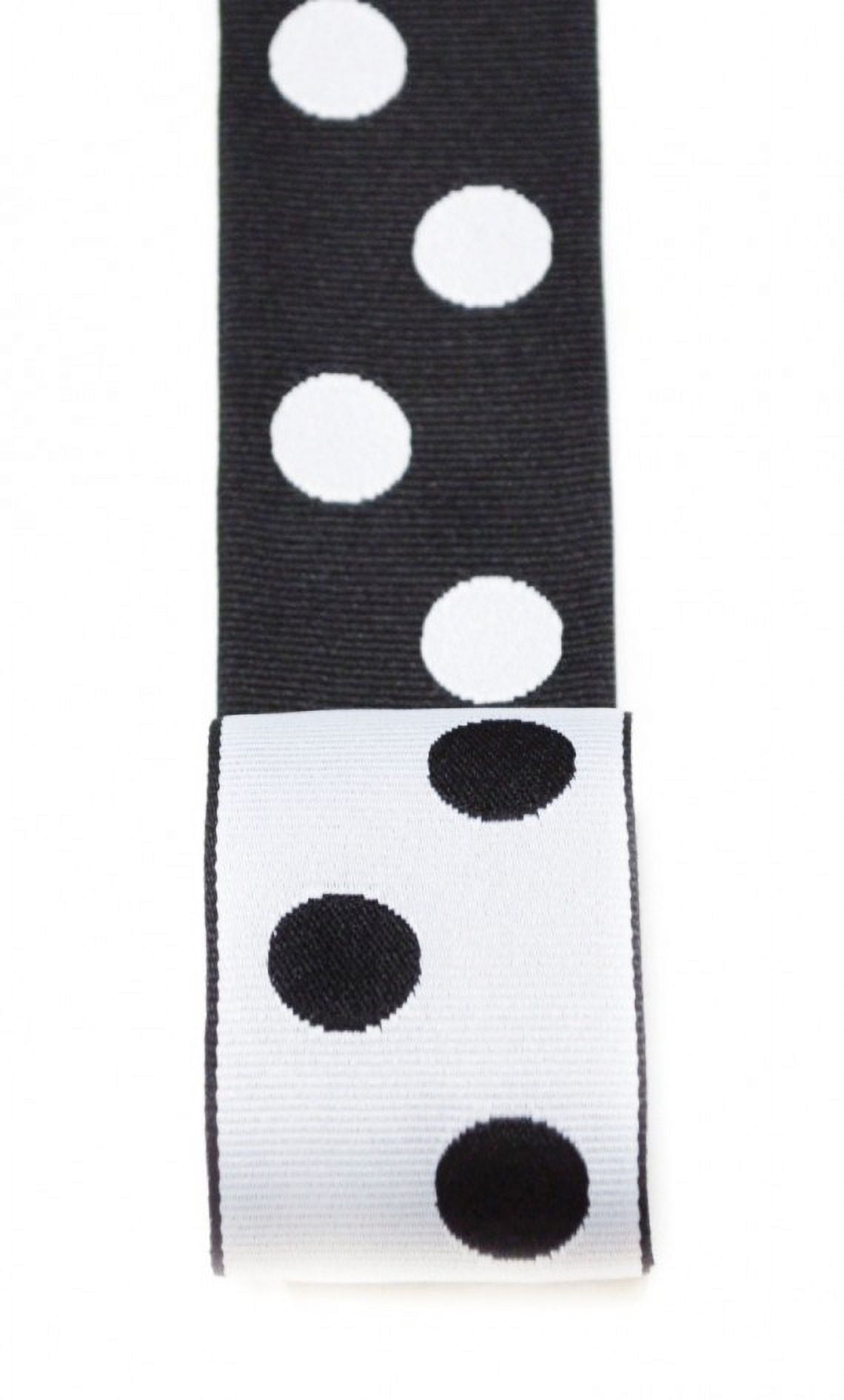 Ribbon Bazaar Reversible Grosgrain Polka Dots 1 inch Black White 20 yards Ribbon