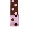 thumbnail image 1 of Ribbon Bazaar Reversible Grosgrain Polka Dots 1 inch Brown Pink 20 yards Ribbon, 1 of 1