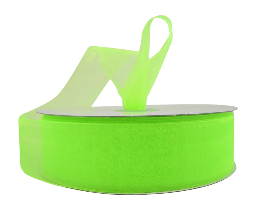 Ribbon Bazaar Sheer Organza 1-1/2 inch Apple Green 100 yards 100% Nylon Ribbon