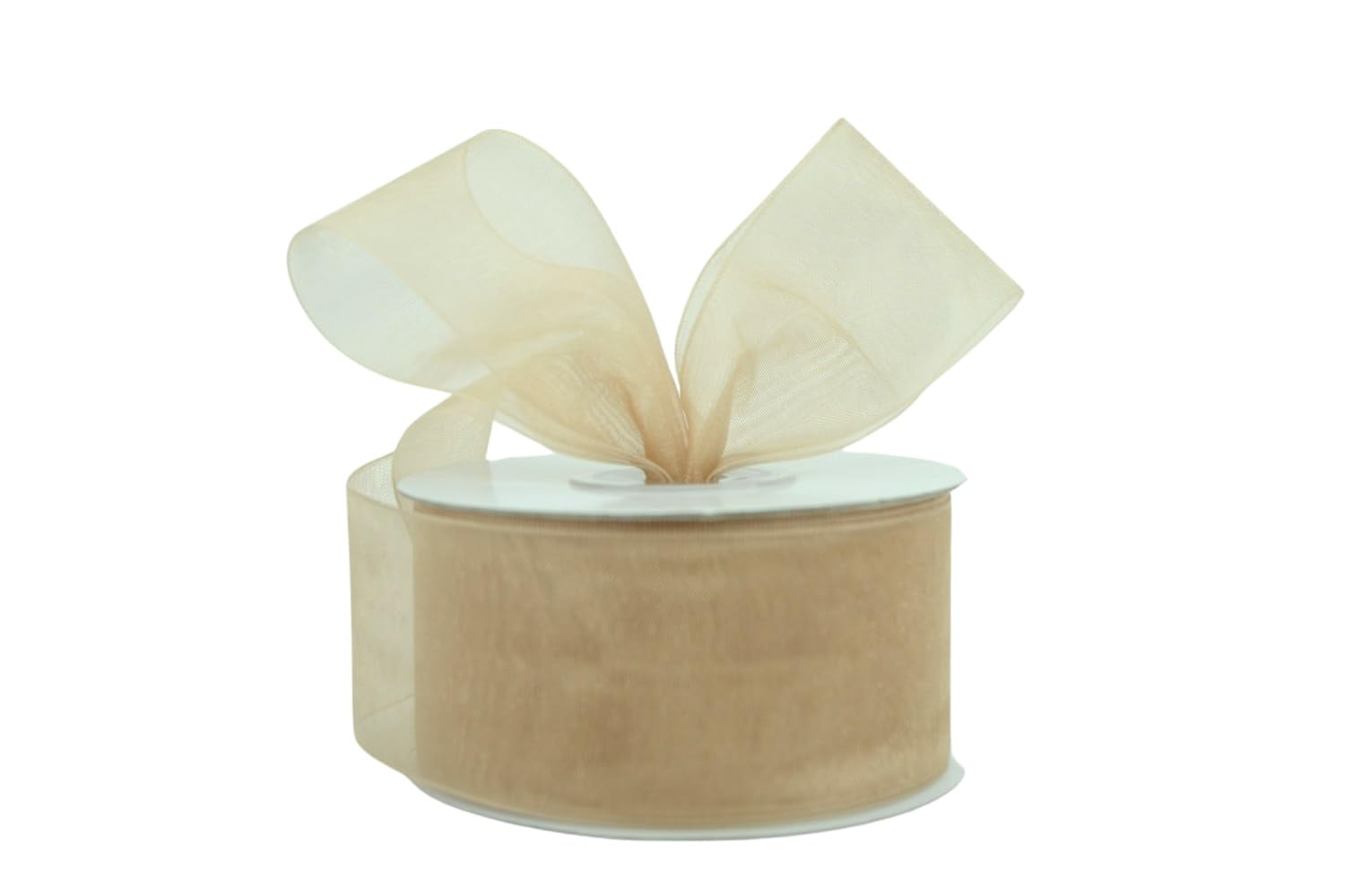 Ribbon Bazaar Sheer Organza 1-1/2 inch Champagne 100 yards 100% Nylon Ribbon