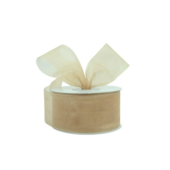 Ribbon Bazaar Sheer Organza 1-1/2 inch Champagne 100 yards 100% Nylon Ribbon