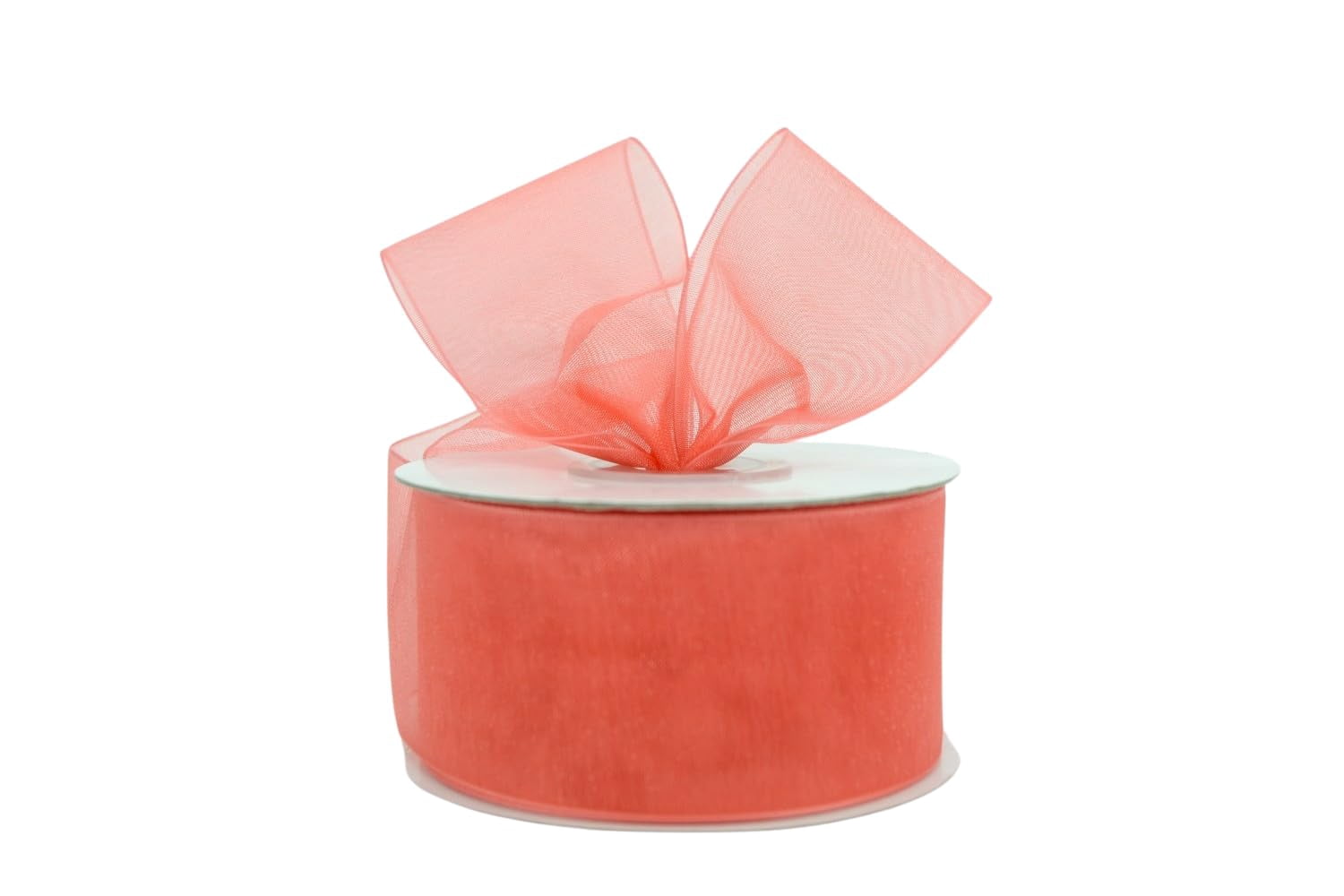 Ribbon Bazaar Sheer Organza 1-1/2 inch Coral 100 yards 100% Nylon Ribbon