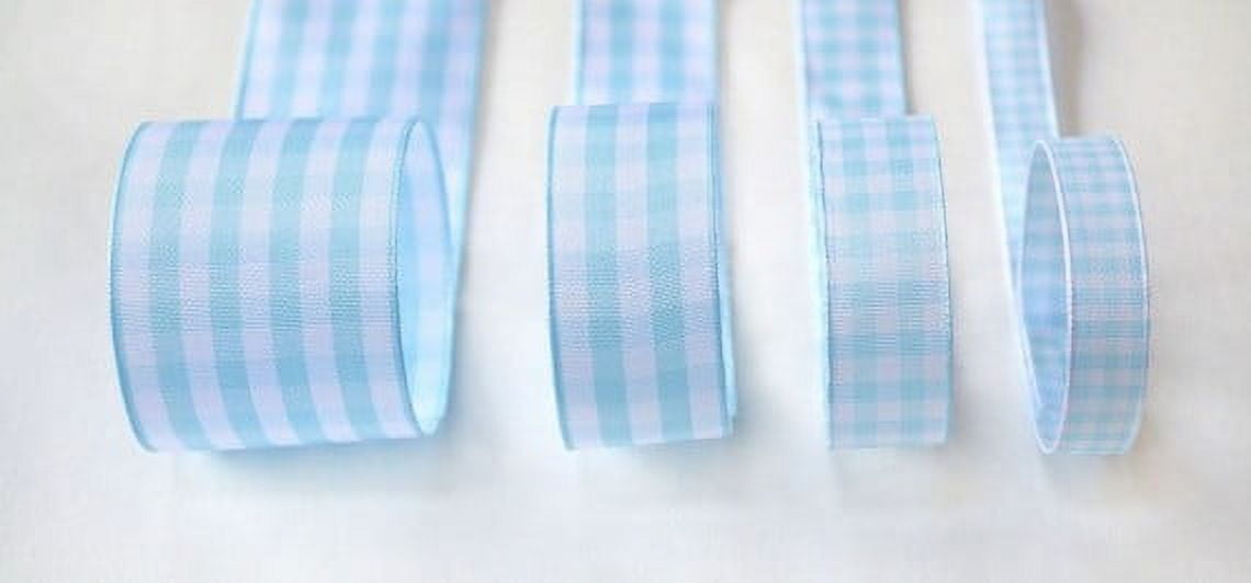 Ribbon Bazaar Taffeta Gingham Check 1-1/2 inch Light Blue 25 yards Ribbon