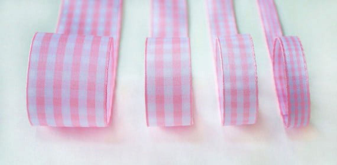 Ribbon Bazaar Taffeta Gingham Check 1-1/2 inch Light Pink 25 yards Ribbon