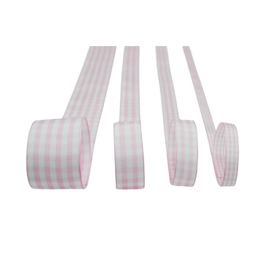 Ribbon Bazaar Taffeta Gingham Check 3/8 inch Light Pink 25 yards Ribbon