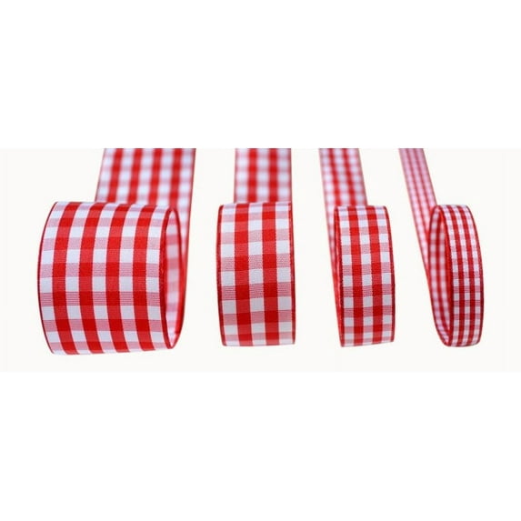 Ribbon Bazaar Taffeta Gingham Check 3/8 inch Red 25 yards Ribbon