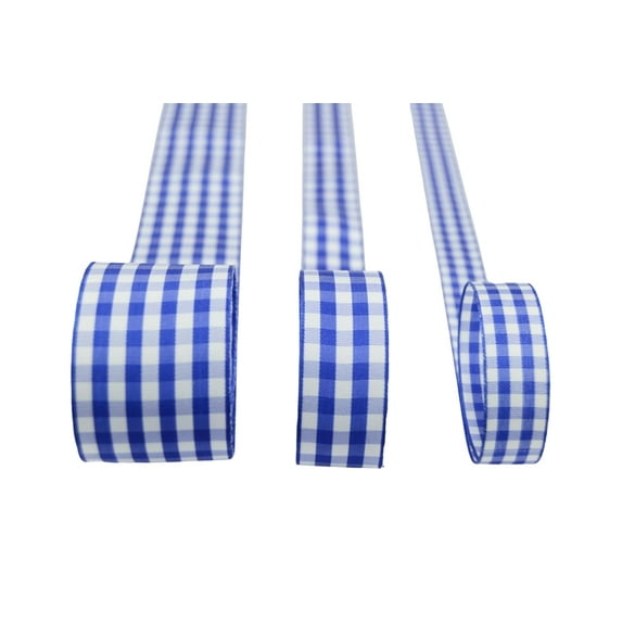 Ribbon Bazaar Taffeta Gingham Check 3/8 inch Royal Blue 25 yards Ribbon