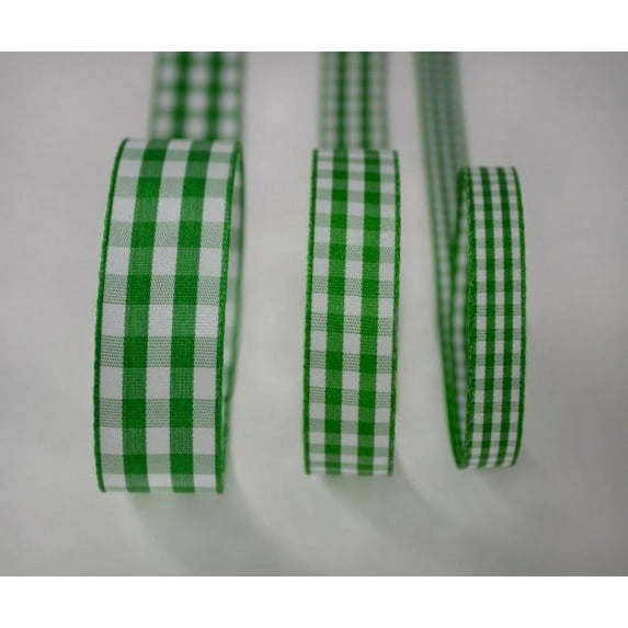 Ribbon Bazaar Taffeta Gingham Check 5/8 inch Green 25 yards Ribbon