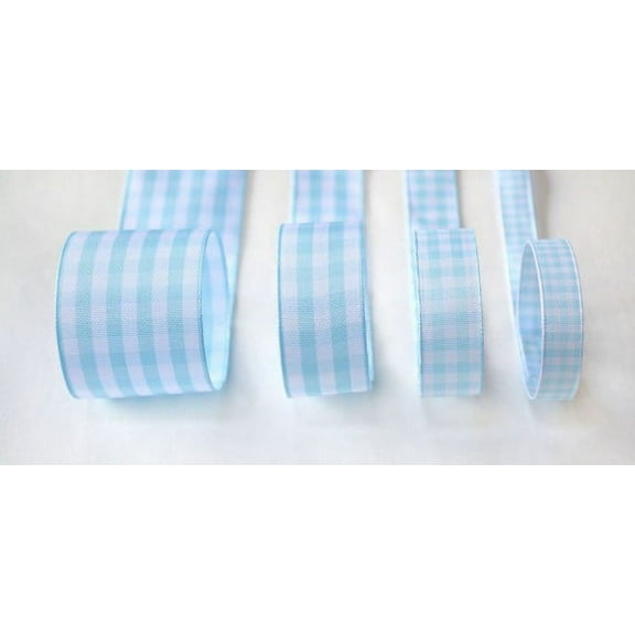 Ribbon Bazaar Taffeta Gingham Check 5/8 inch Light Blue 25 yards Ribbon