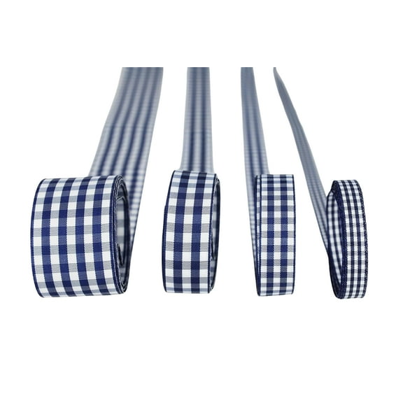 Ribbon Bazaar Taffeta Gingham Check 5/8 inch Navy 25 yards Ribbon